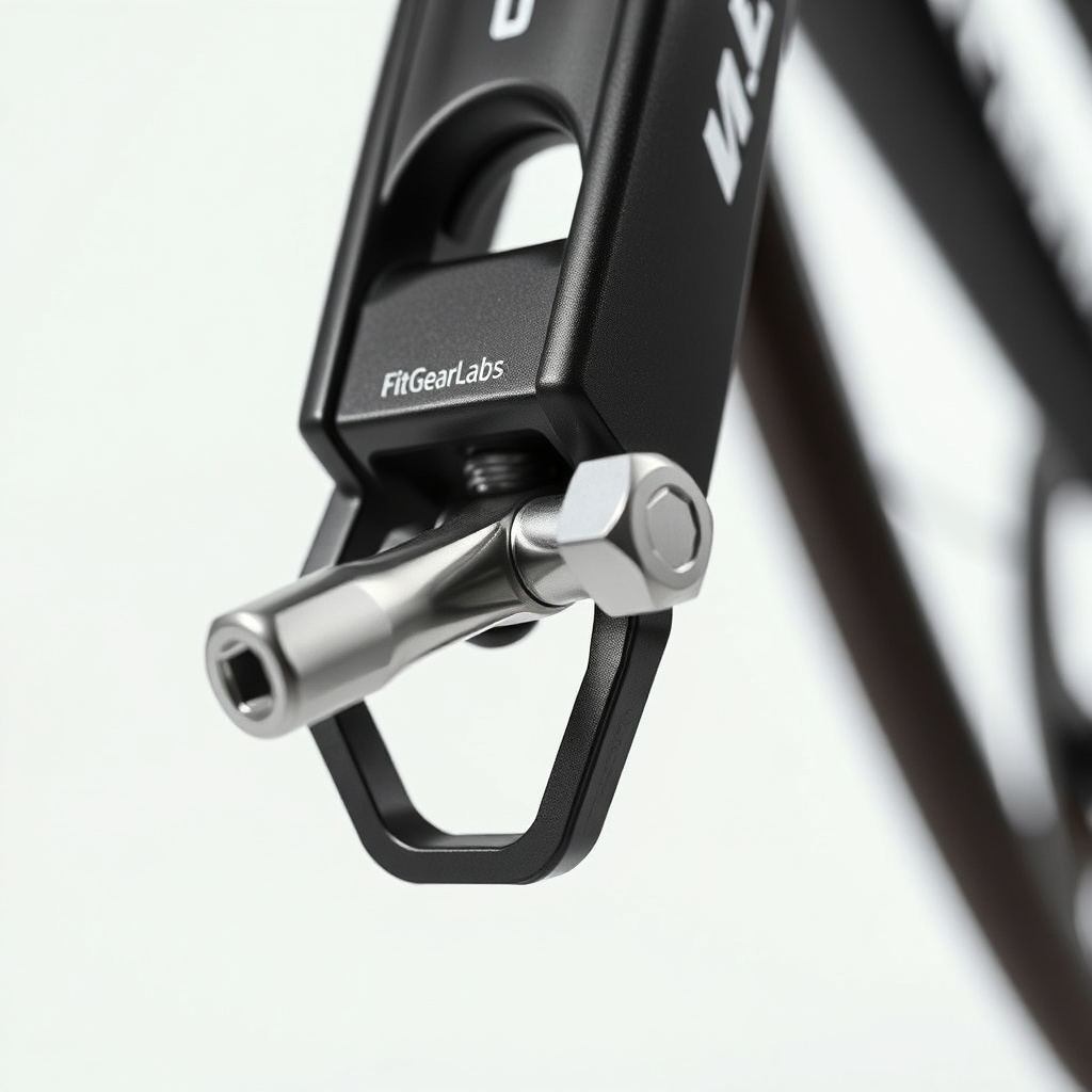 Close-up of a FitGearLabs Sync 3000 pedal arm showing two hex bolts with a wrench in posit