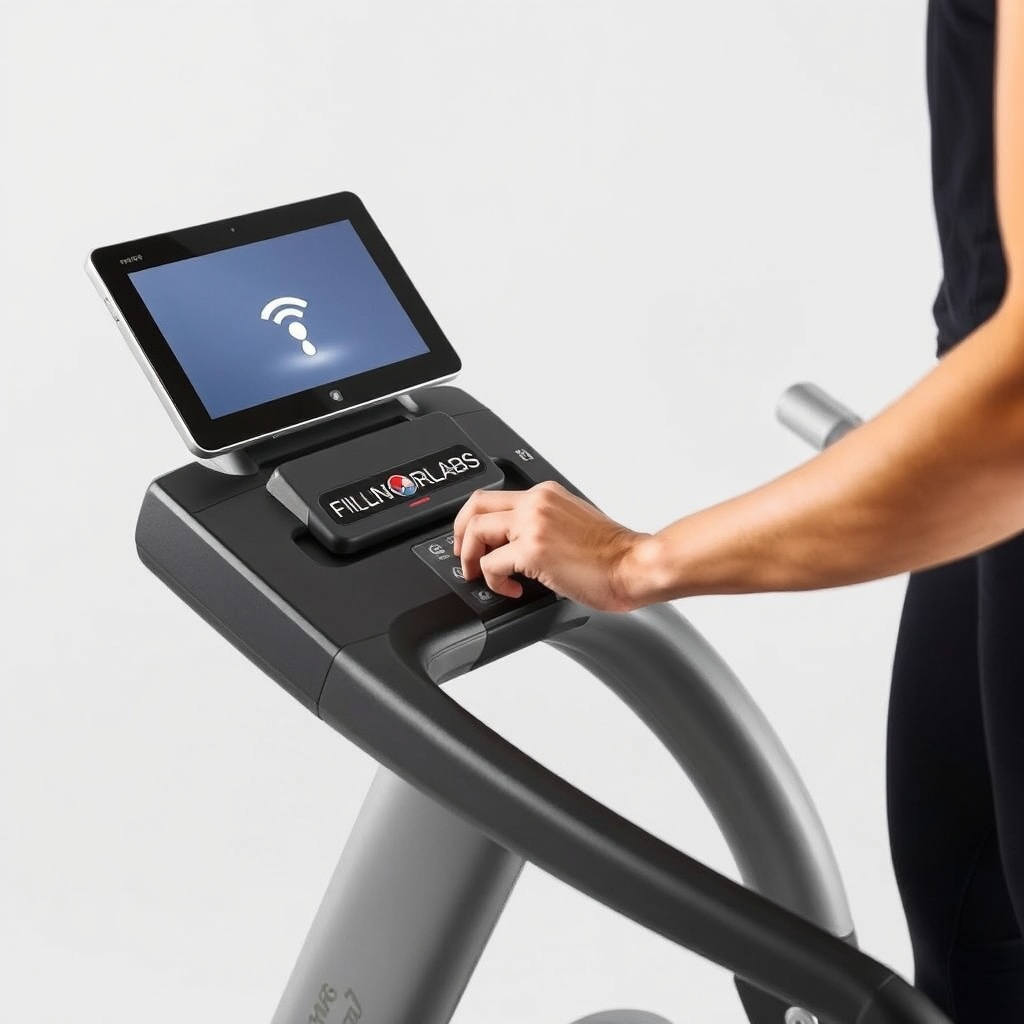 <clean photorealistic photo/illustration showing a side view of the FitGearLabs Sync 3000