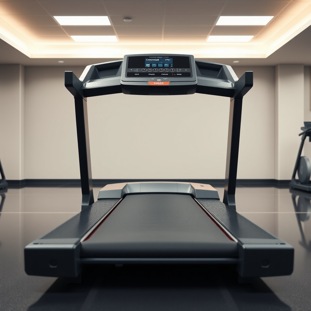 <clean photorealistic photo of NordicTrack Commercial 1750 treadmill with belt centered